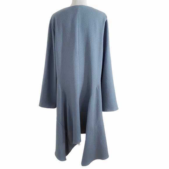 BCBGMAXAZRIA ROBYN BLUE GREY TEXTURED LONG SLEEVE HIGH LOW DRESS - L - Picture 4 of 9